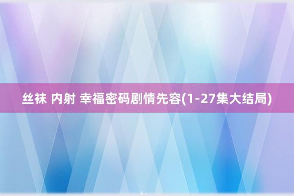 丝袜 内射 幸福密码剧情先容(1-27集大结局)