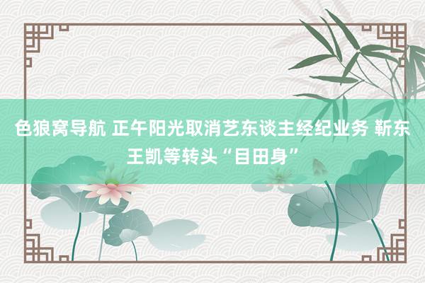 色狼窝导航 正午阳光取消艺东谈主经纪业务 靳东王凯等转头“目田身”